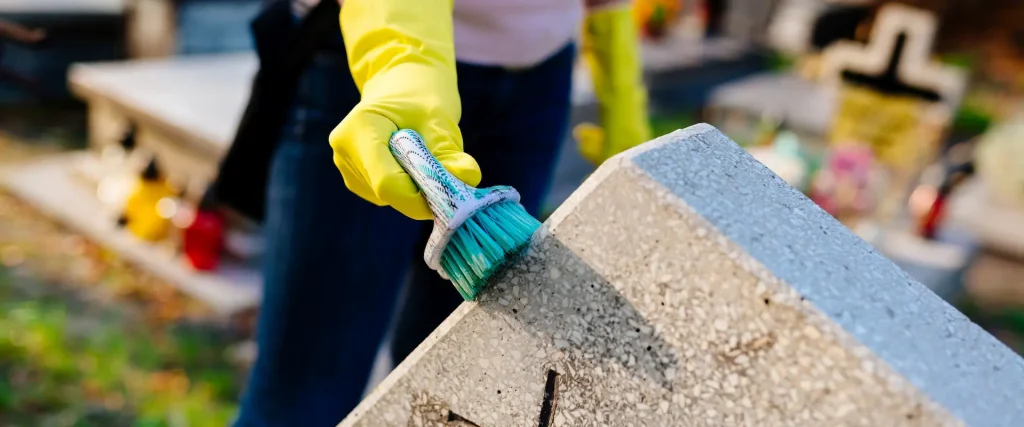 Brushing headstones